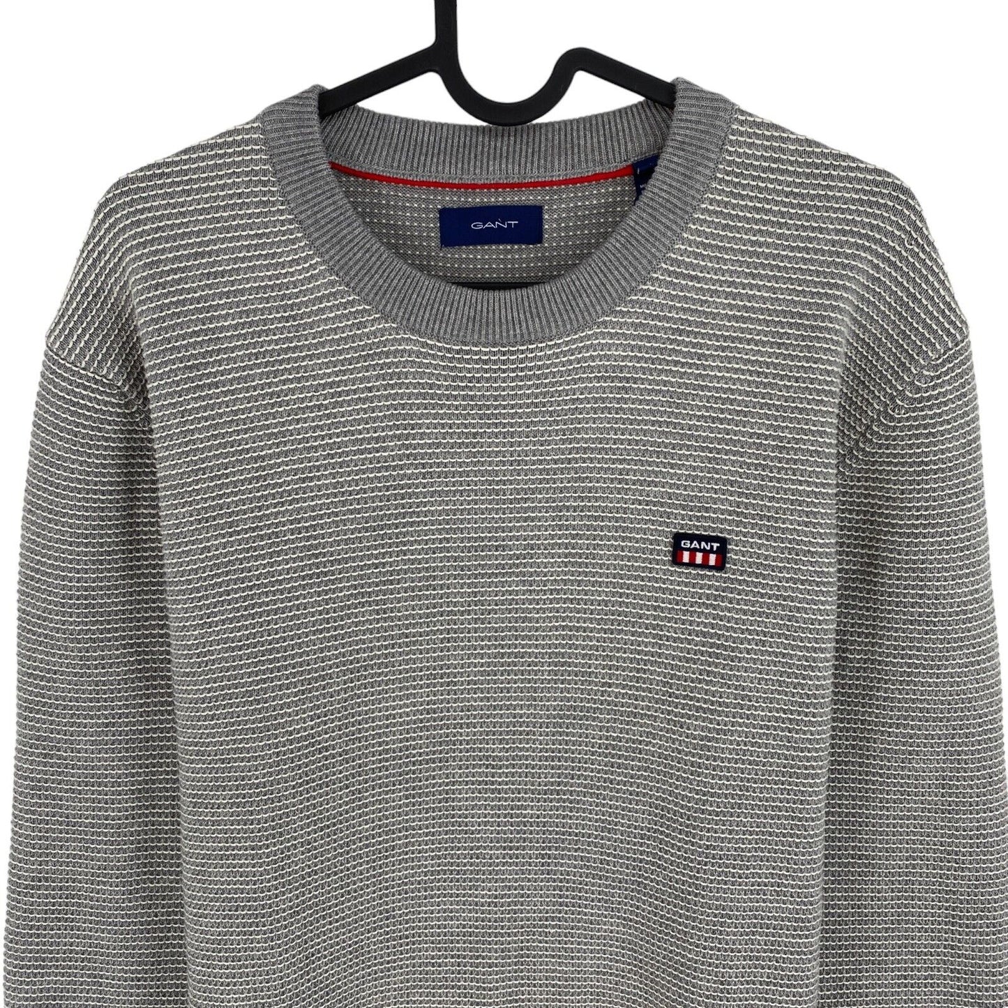 GANT Pullover mit Rundhalsausschnitt, leichte Textur, Grau, Größe M