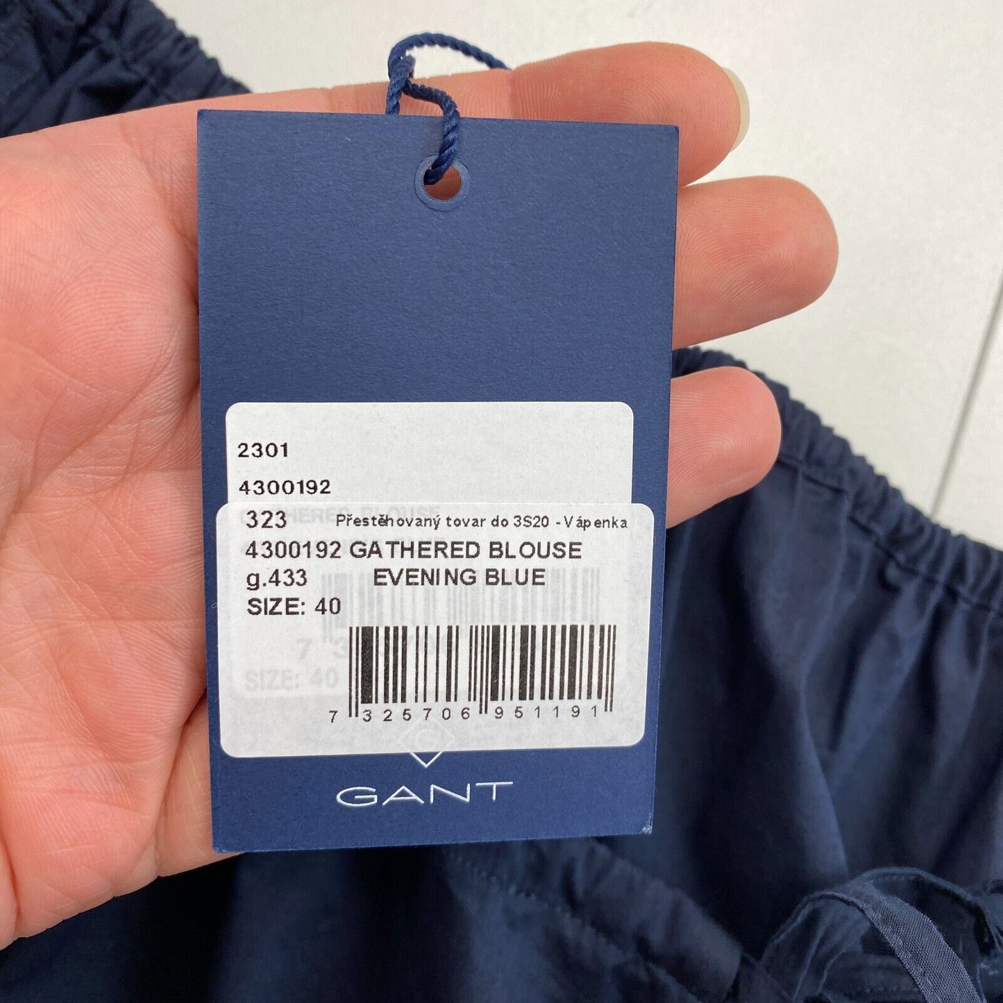 GANT Women Navy Blue Gathered Blouse Size EU 40 UK 12 US 10