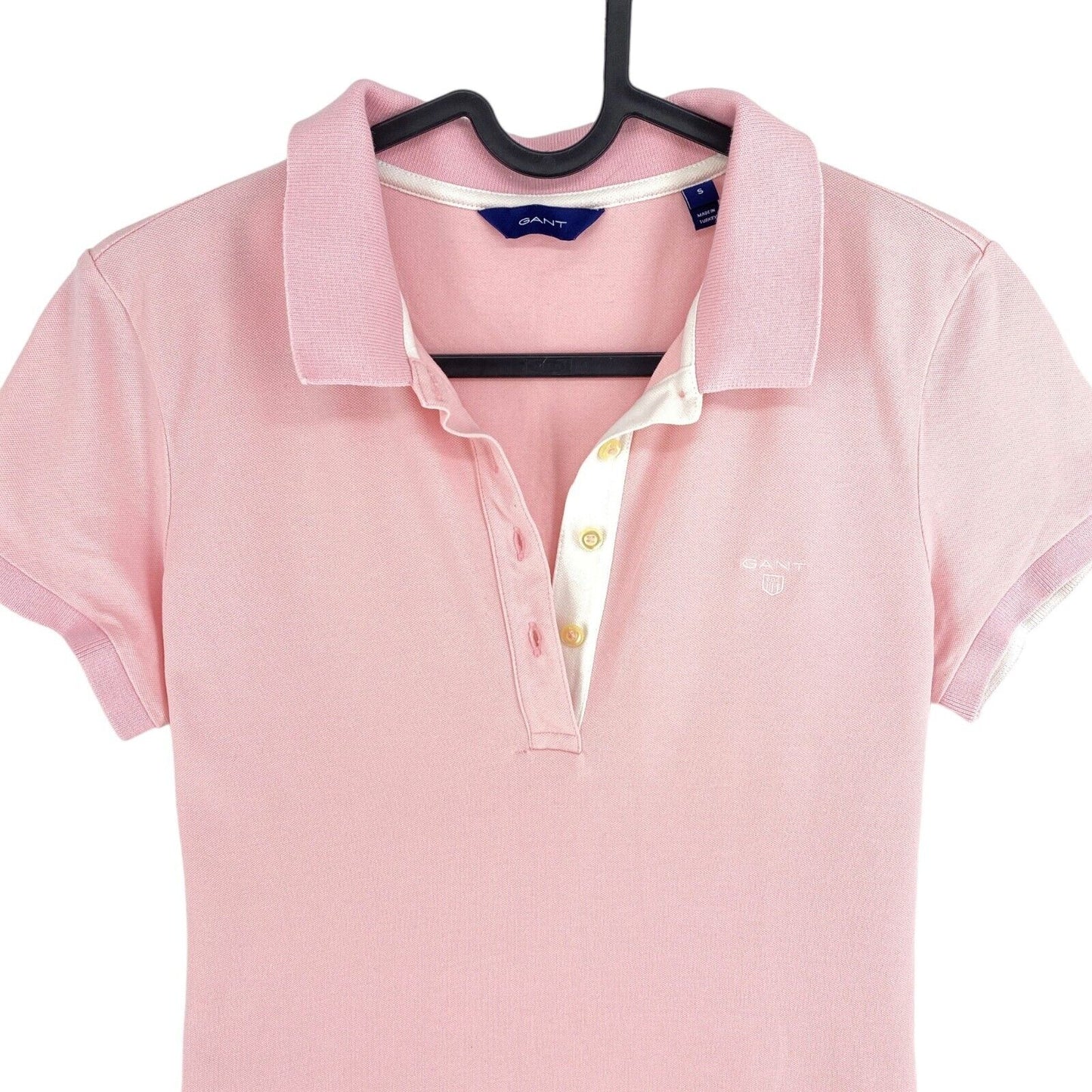 GANT Pink Contrast Logo Pique Polo Shirt Size S