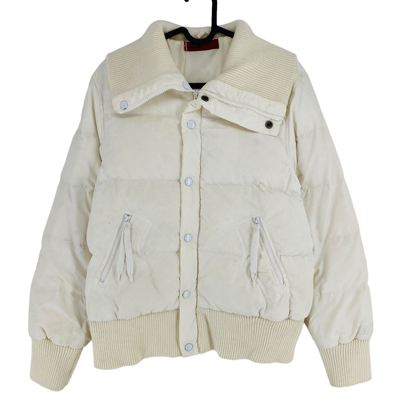 Levi's Cream White Cotton Blend Down Puffer Jacket Coat Size M