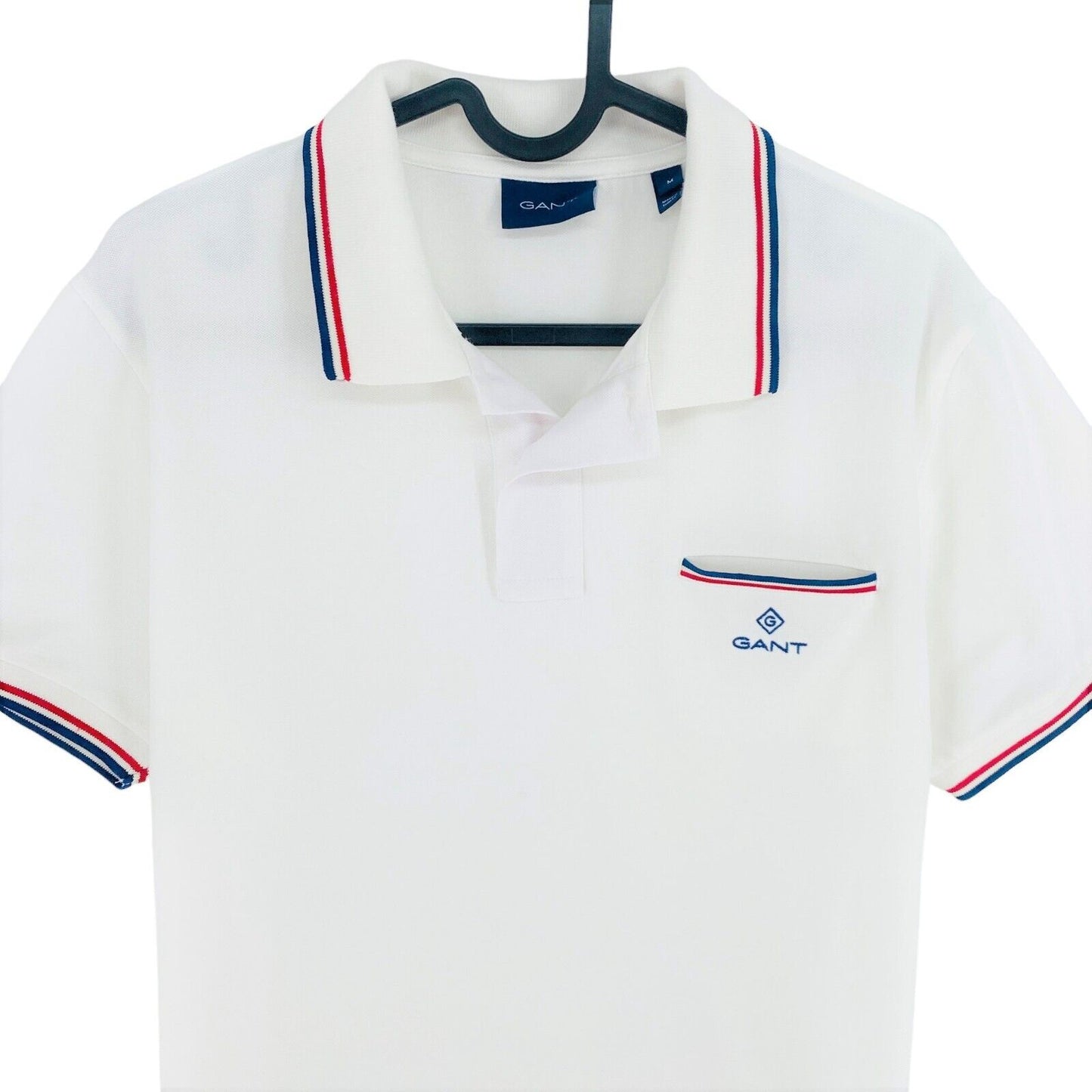 GANT White Stretch Pique Polo Shirt Size M