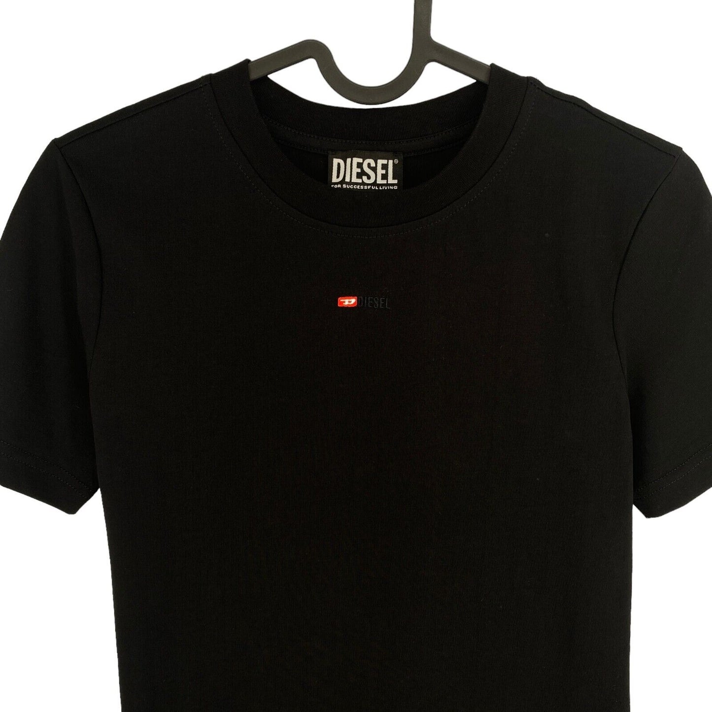 DIESEL Women Black T-REG-MICRODIV Crew Neck Short Sleeve T Shirt Size XS