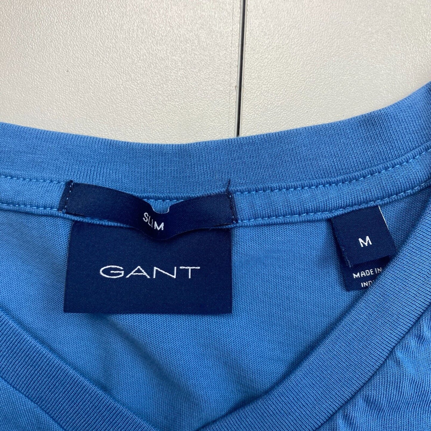 GANT Men Blue Original Slim Fit V Neck Short Sleeve T Shirt Size M