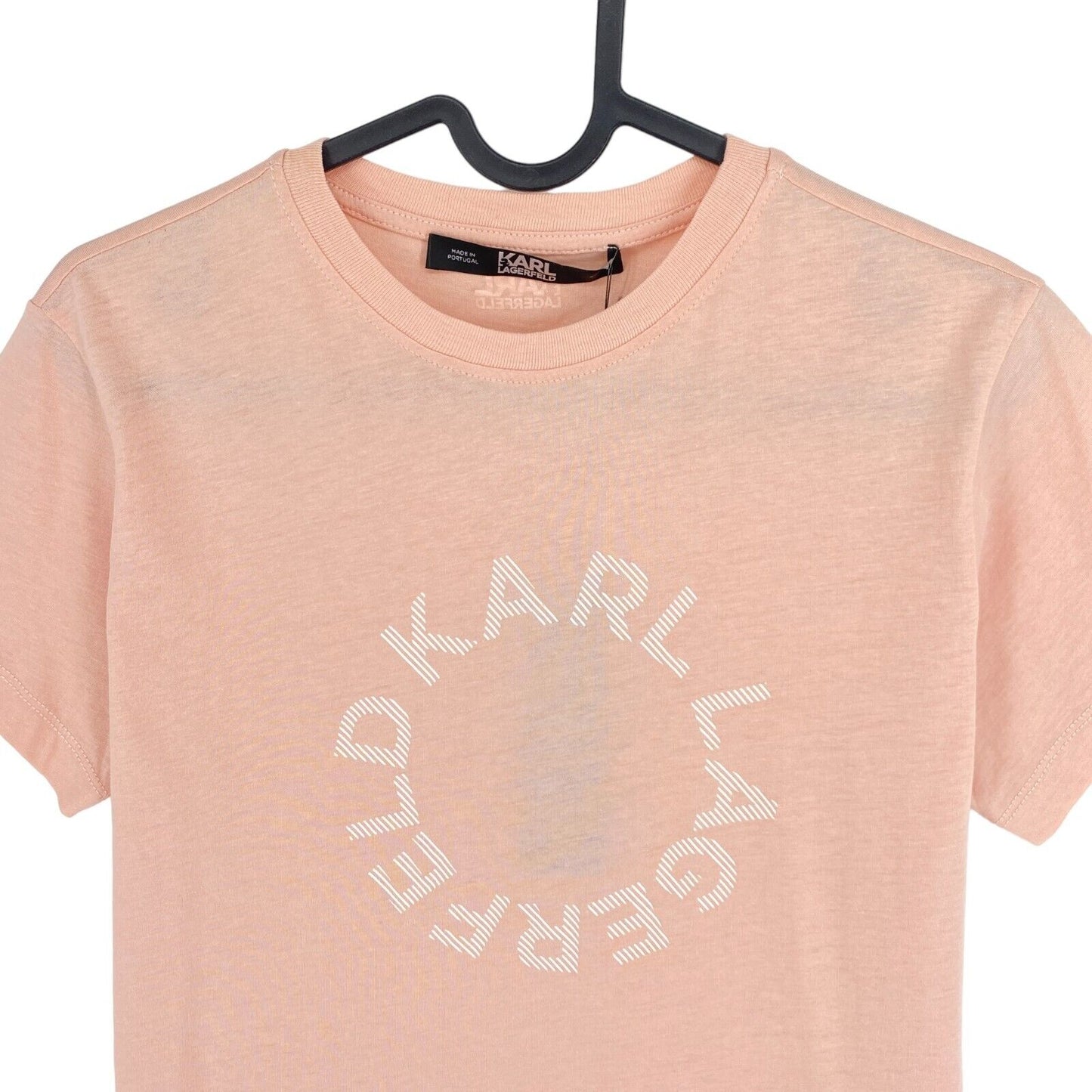 Karl Lagerfeld Pink Circle Logo Crew Neck T Shirt Size S