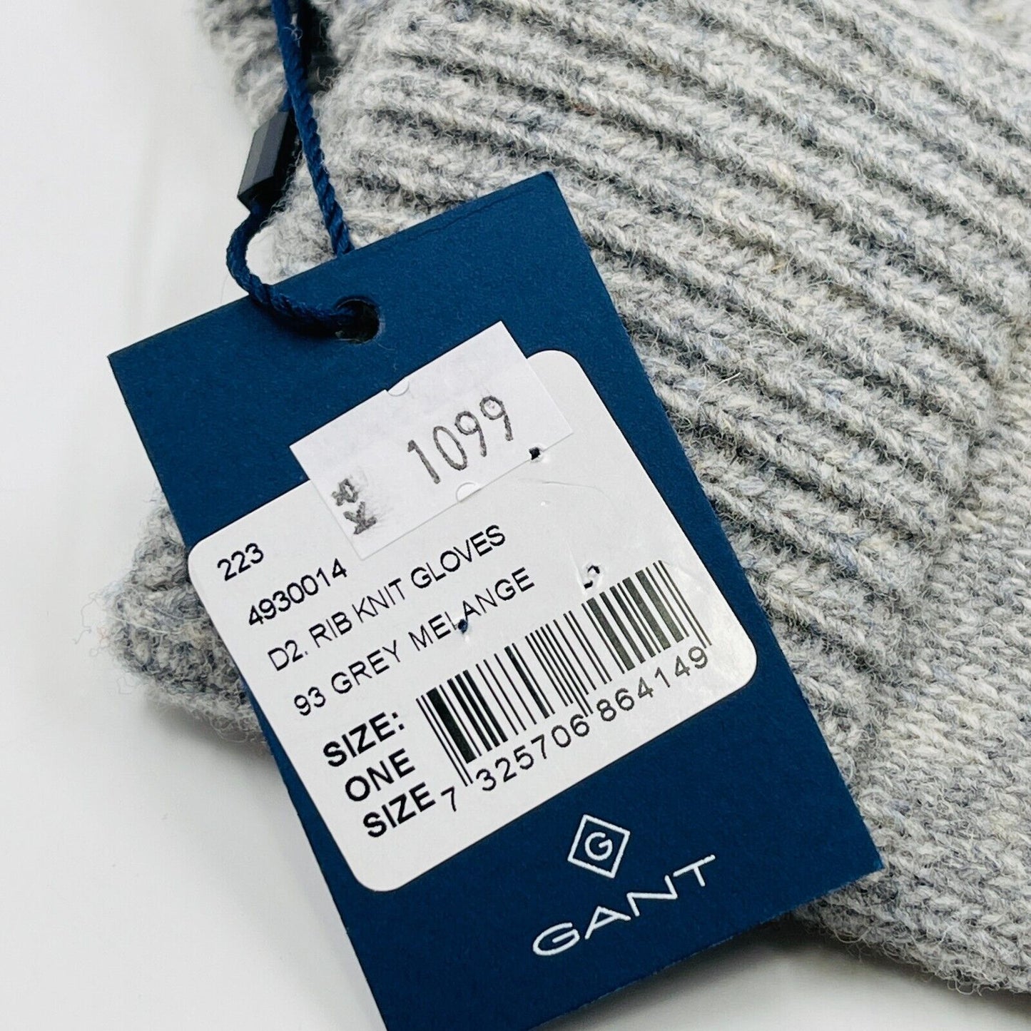 GANT Ladies Grey Wool Blend Warm Knit Gloves One Size