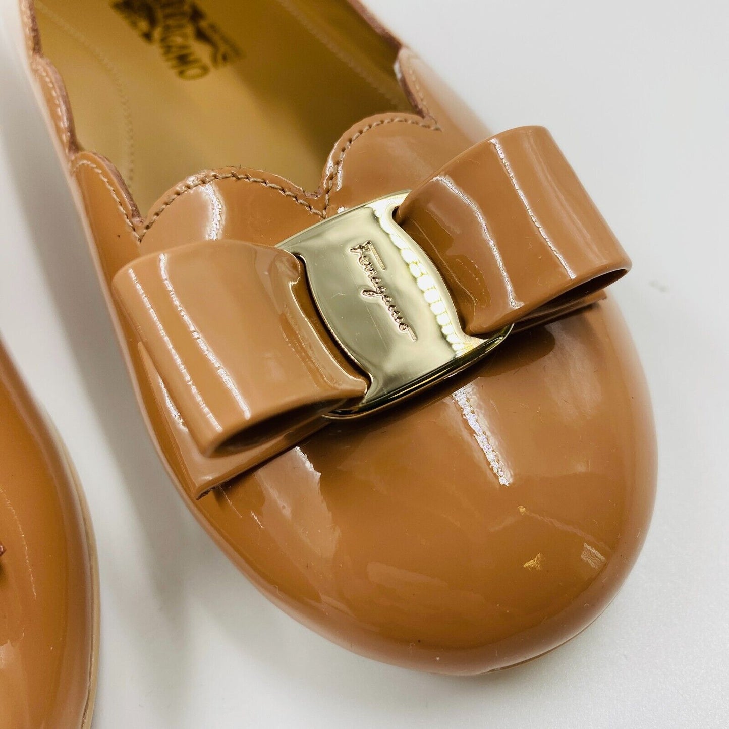 SALVATORE FERRAGAMO Girls Brown Leather Flat Shoes EU 32 UK 12 US 13