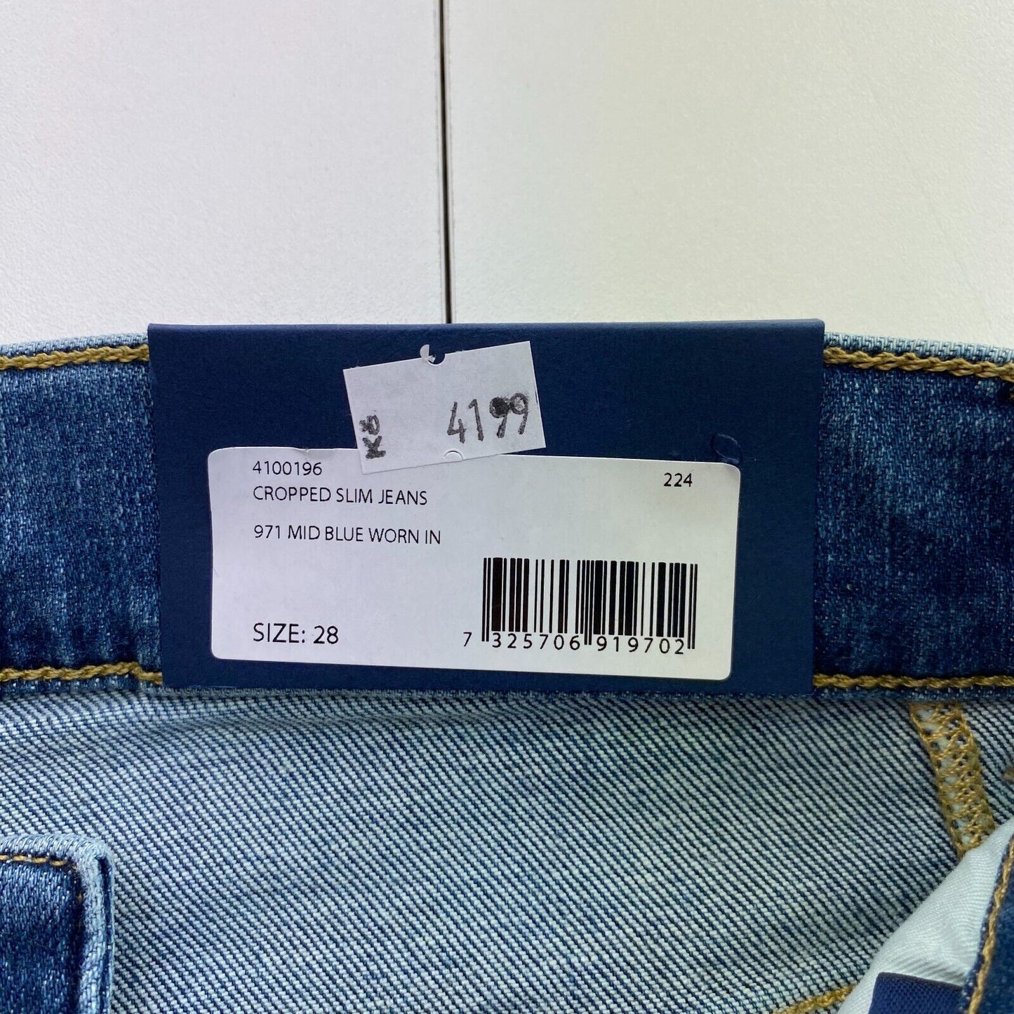 GANT Blue Cropped Slim Fit Jeans Size W28