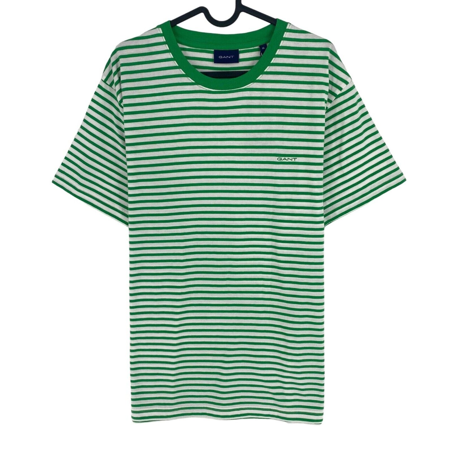 GANT Men Green Striped Crew Neck Short Sleeves T Shirt Size XL