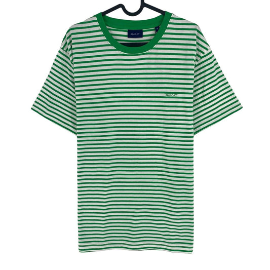 GANT Men Green Striped Crew Neck Short Sleeves T Shirt Size XL