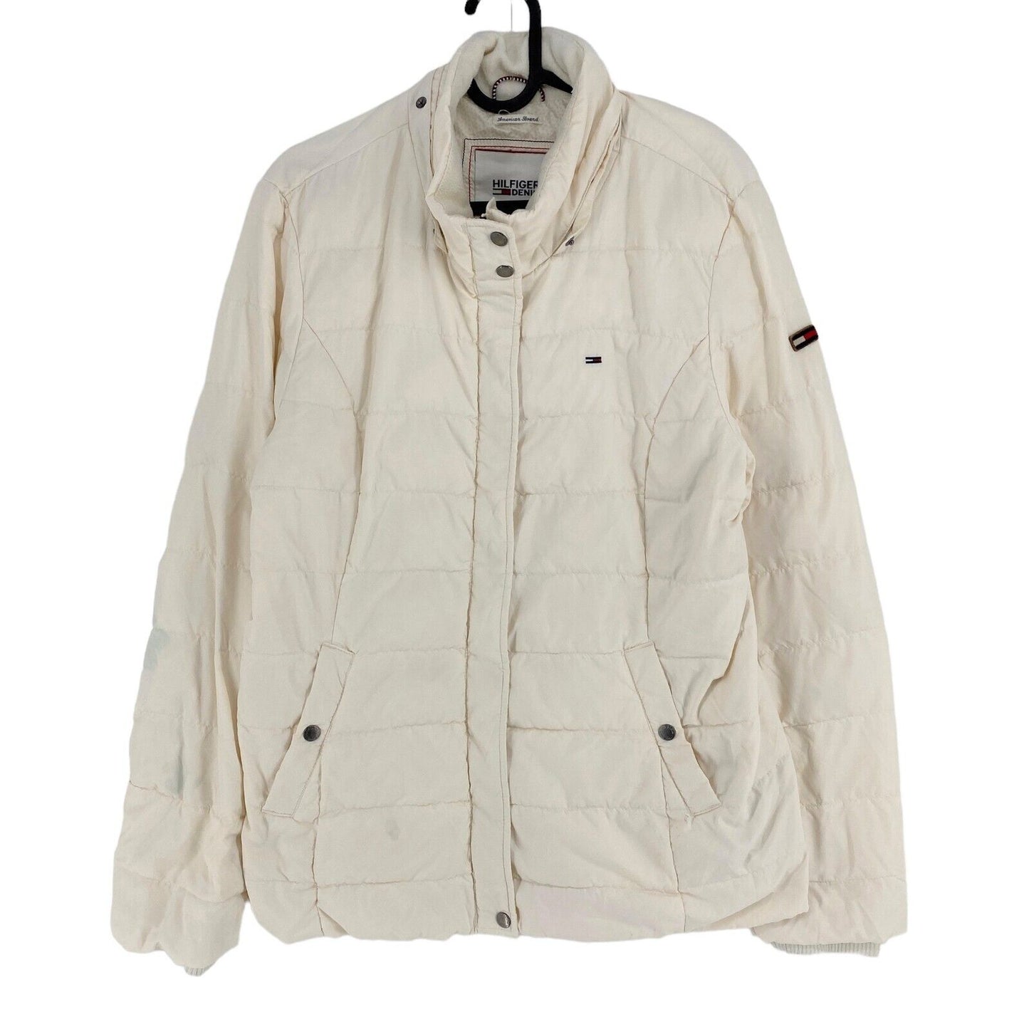 TOMMY HILFIGER Cream White Down Jacket Coat Size XL