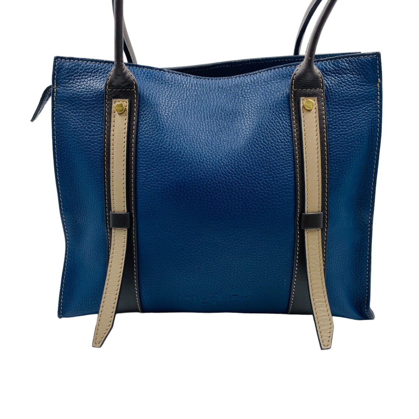 La Martina Blue 100% Leather Shoulder Bag Handbag