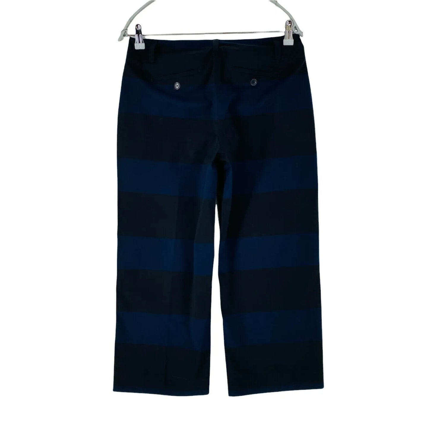 NAUTICA Women Dark Blue Black Striped Loose Fit Trousers US 4 W30