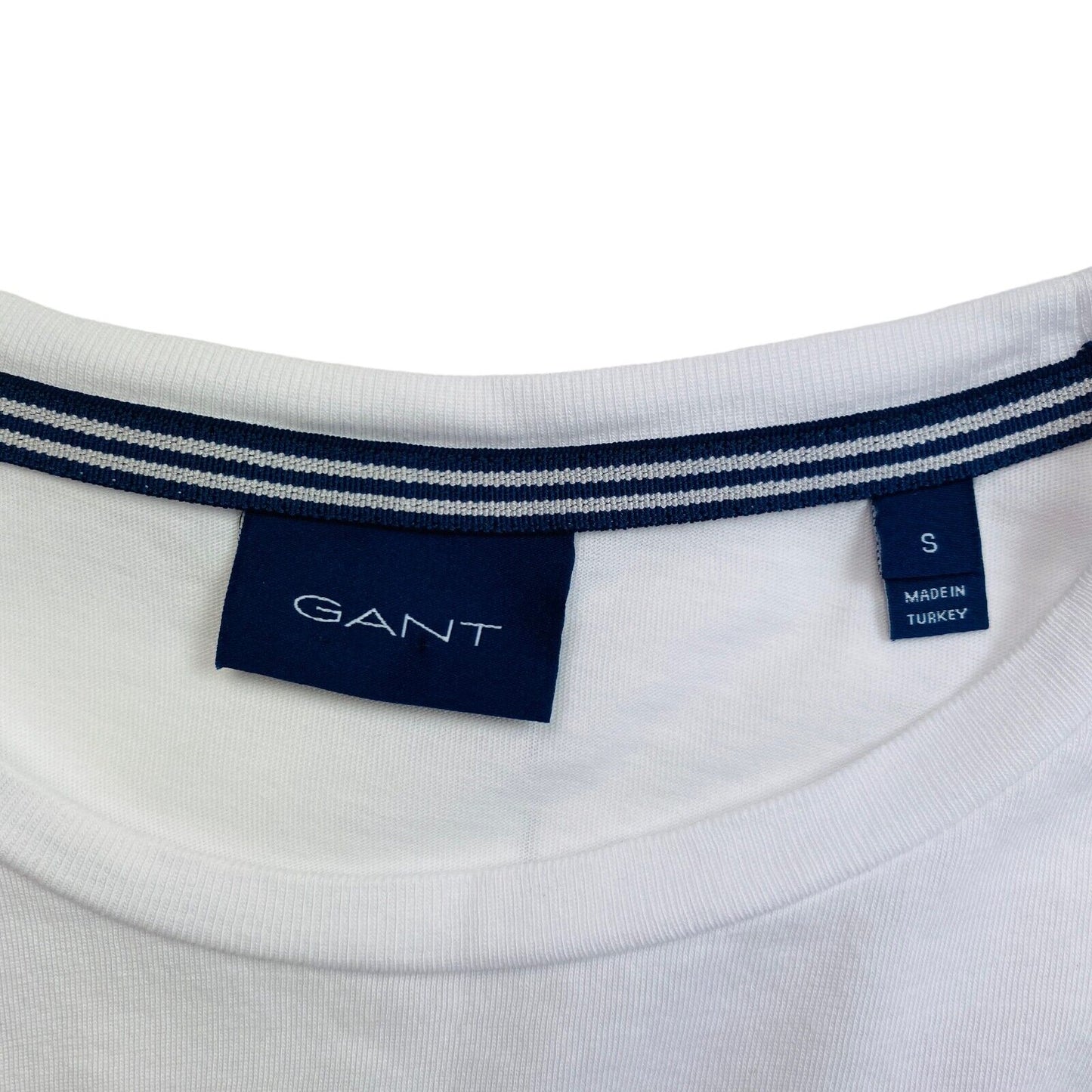 GANT White Logo Crew Neck Long Sleeves T Shirt Size S