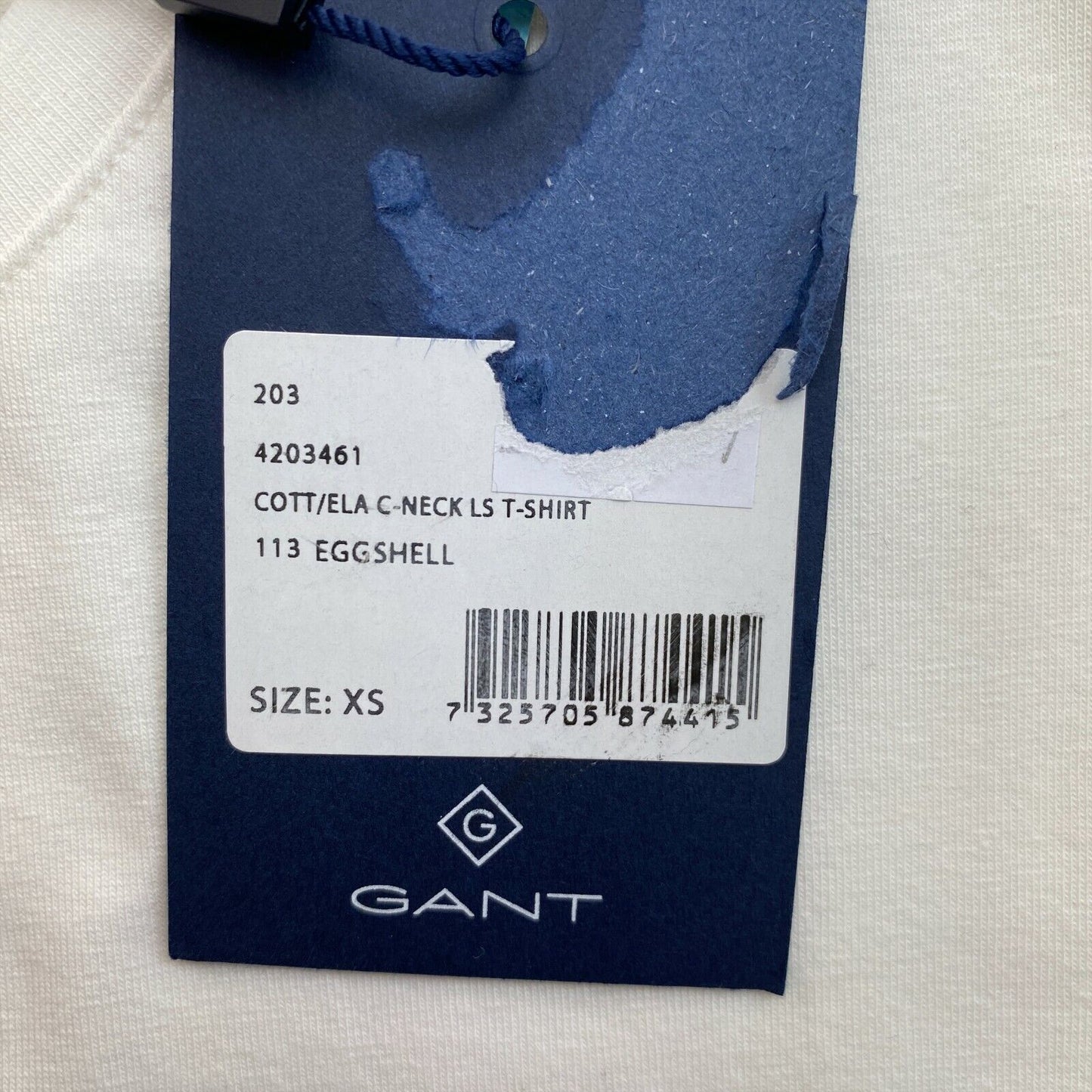 GANT T-Shirt mit langen Ärmeln und Rundhalsausschnitt, Größe XS, weiß