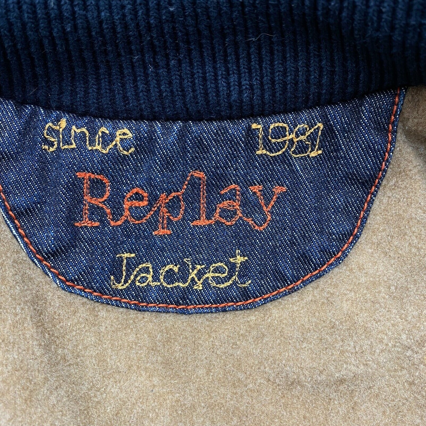 REPLAY Navy Blue 100% Cotton Denim Jacket Size L