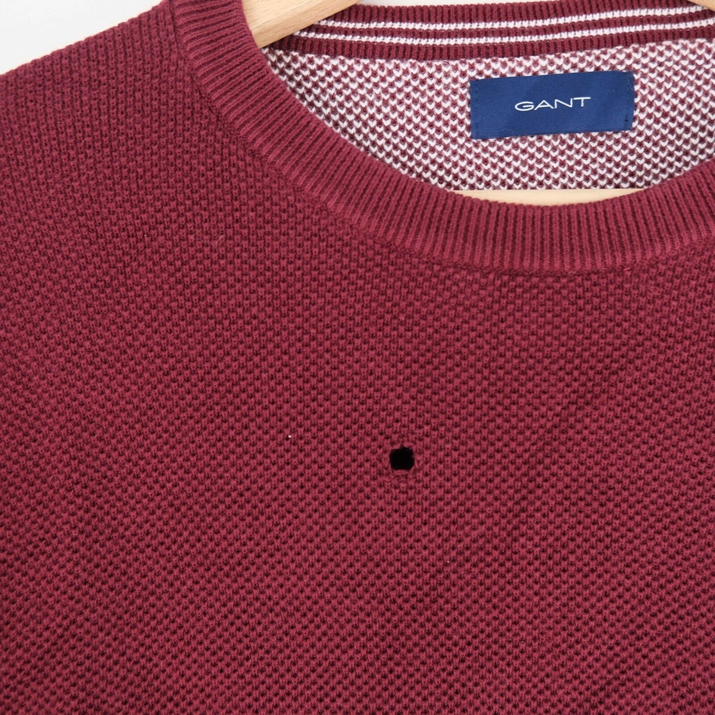 GANT Kirschroter Pullover mit Rundhalsausschnitt, 100 % Baumwolle, Größe L