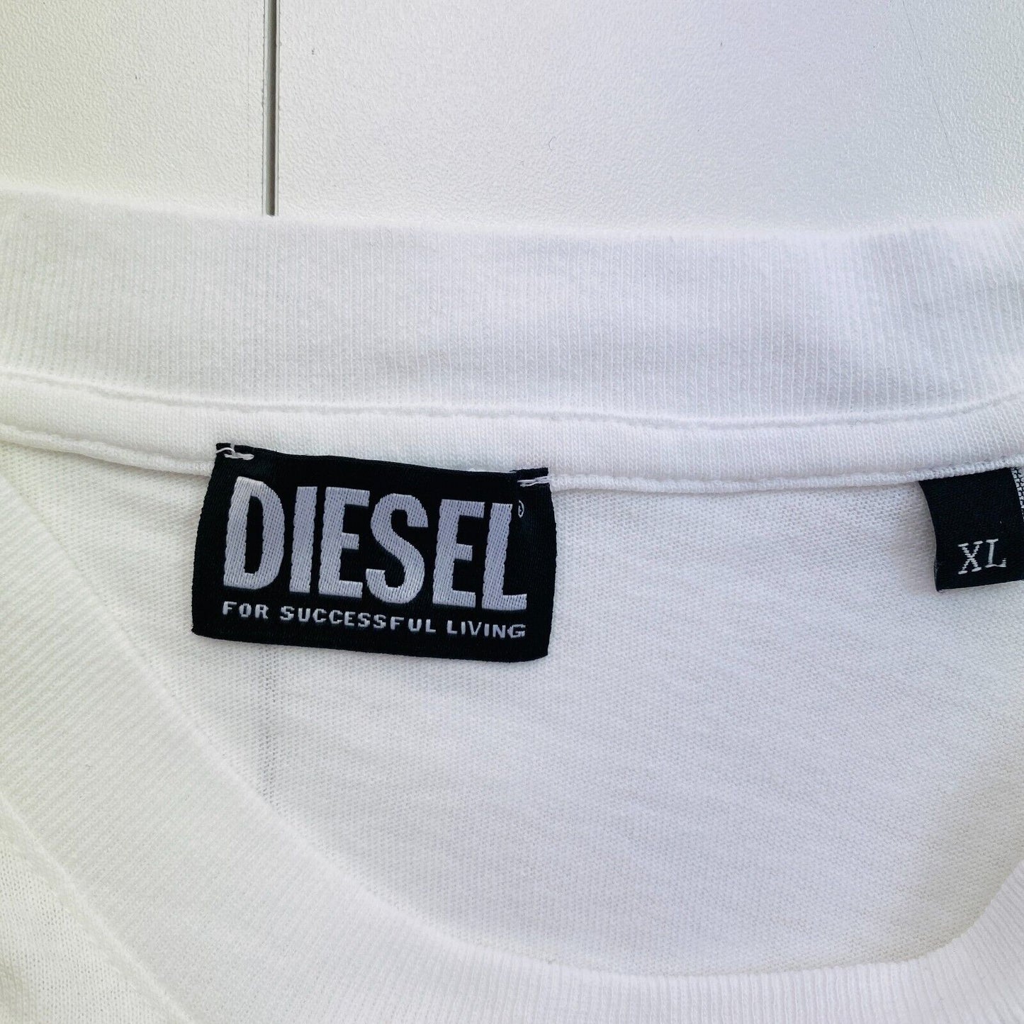 DIESEL Men White T-WASH-E1 Crew Neck Short Sleeves T Shirt Size XL