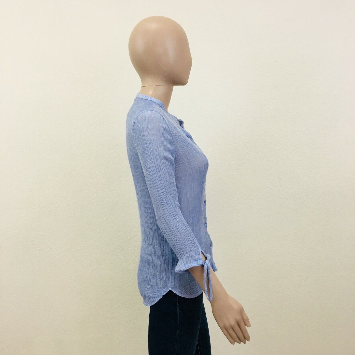 ZARA Blue Thin Viscose Shirt Top Blouse Size XS