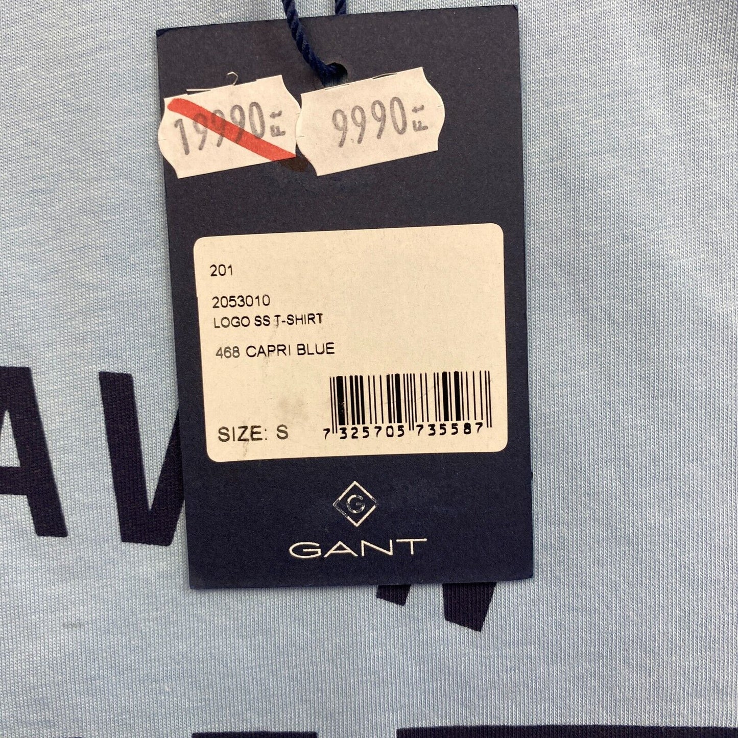 GANT Men Blue Logo Crew Neck Short Sleeves T Shirt Size S