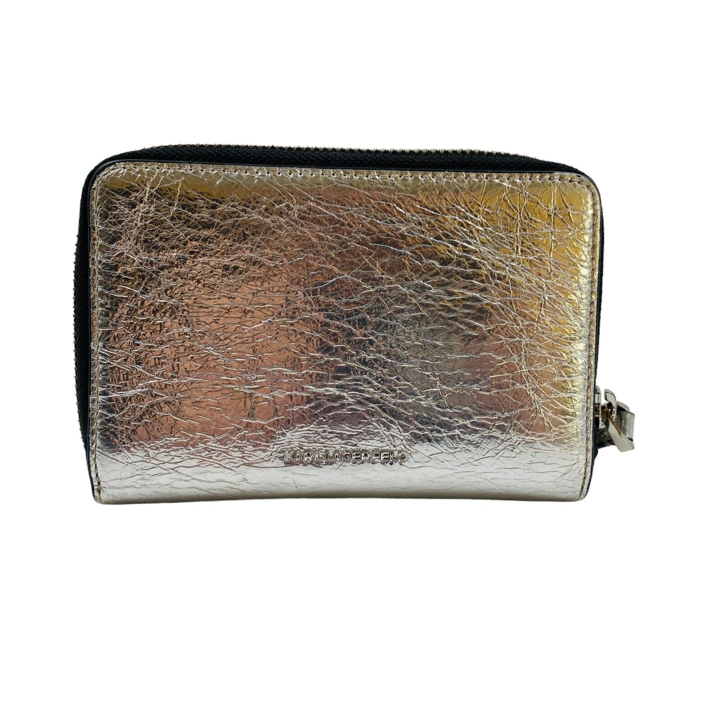 Karl Lagerfeld Silver Women Zip Around Leather Wallet