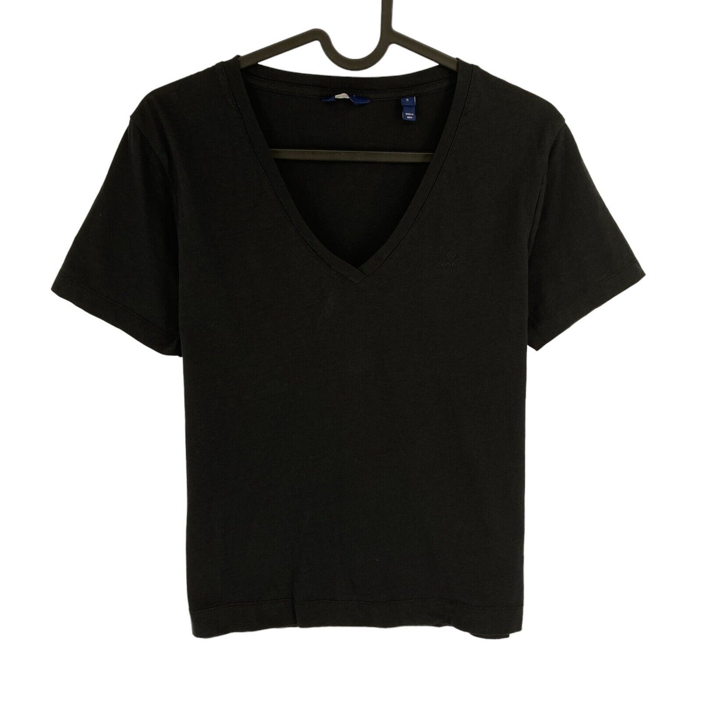 GANT Women Black Original V Neck Short Sleeves T Shirt Size S