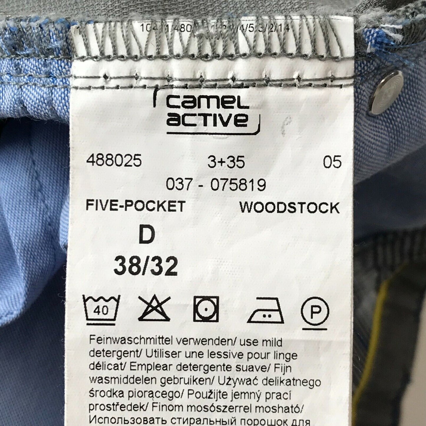 Camel Active WOODSTOCK Grey Regular Comfort Straight Fit Trousers W38 L32