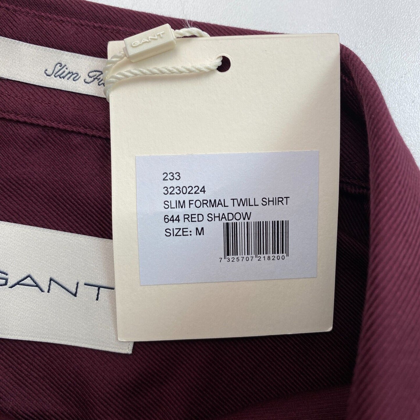 GANT Dark Red Formal Twill Slim Fit Shirt Size M 39/40 15.75