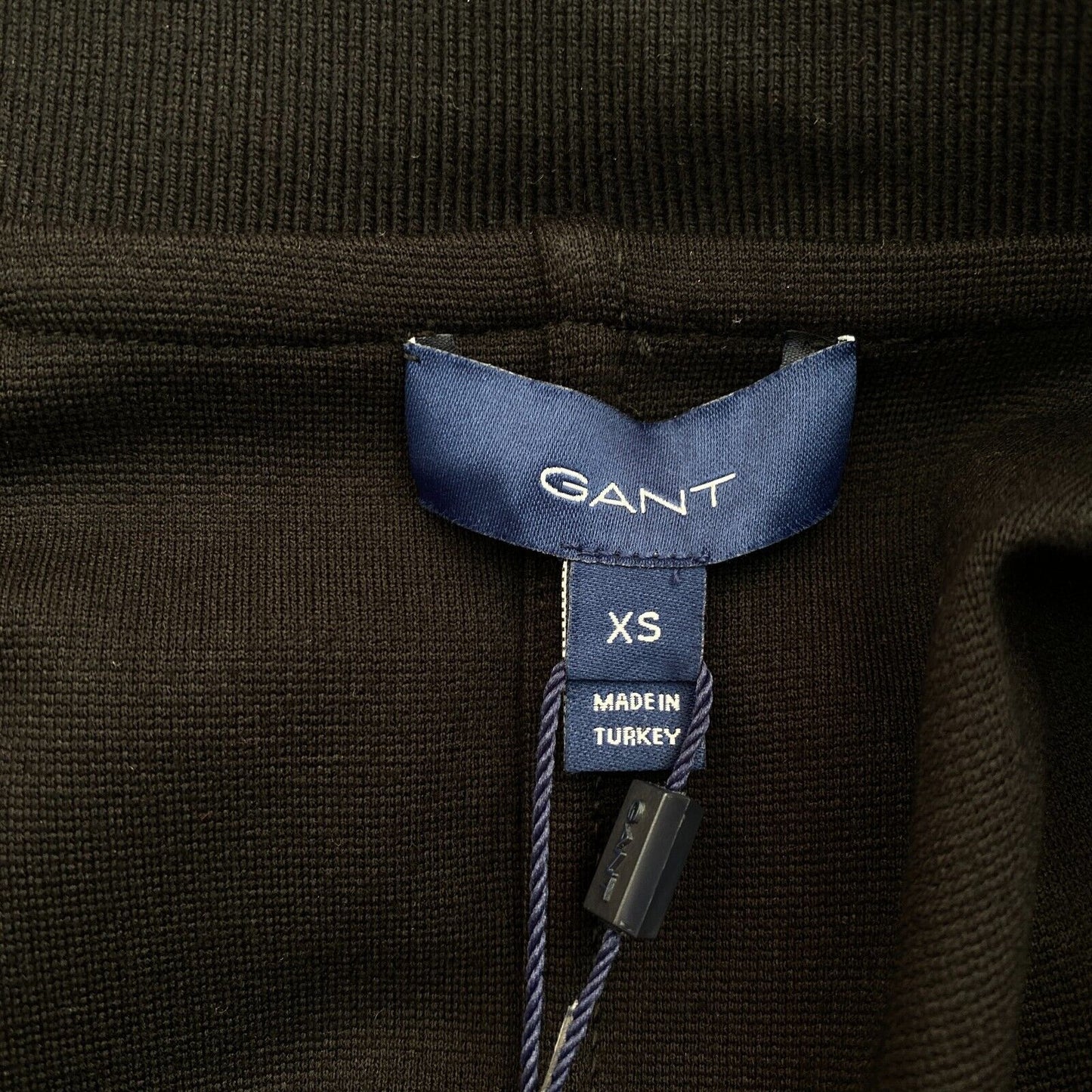 GANT – Schwarzes Jersey-Polokleid mit langen Ärmeln, Größe XS