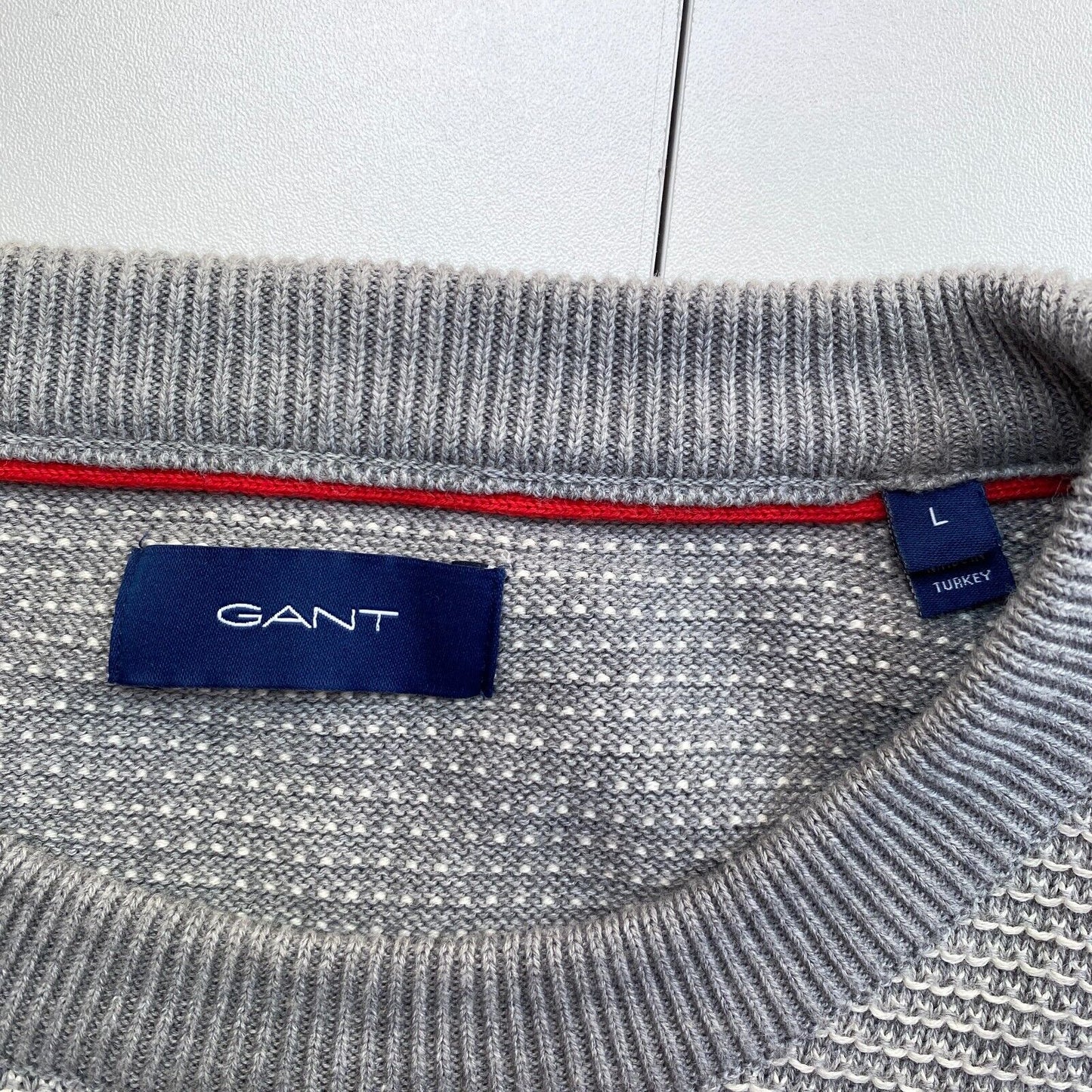 GANT Grey Light Texture Crew Neck Sweater Jumper Size L