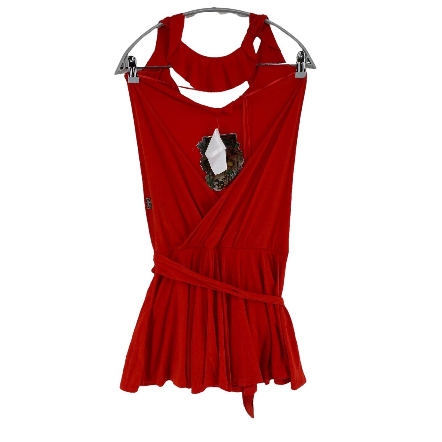 COLCCI Rotes ärmelloses Neckholderkleid mit ausgestelltem Bein, Größe XS