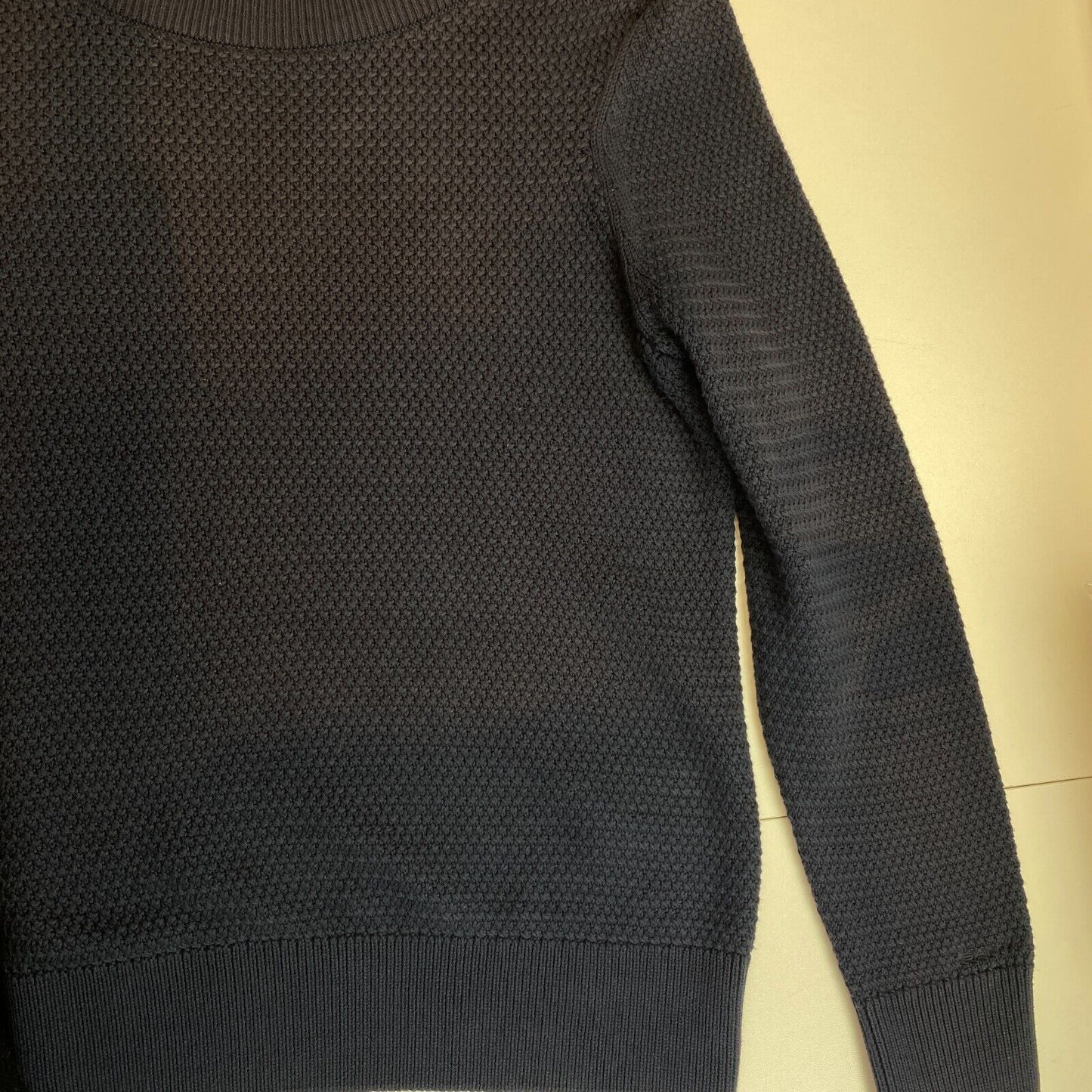 GANT Navy Blue Cotton Texture Boat Neck Sweater Pullover Size XS