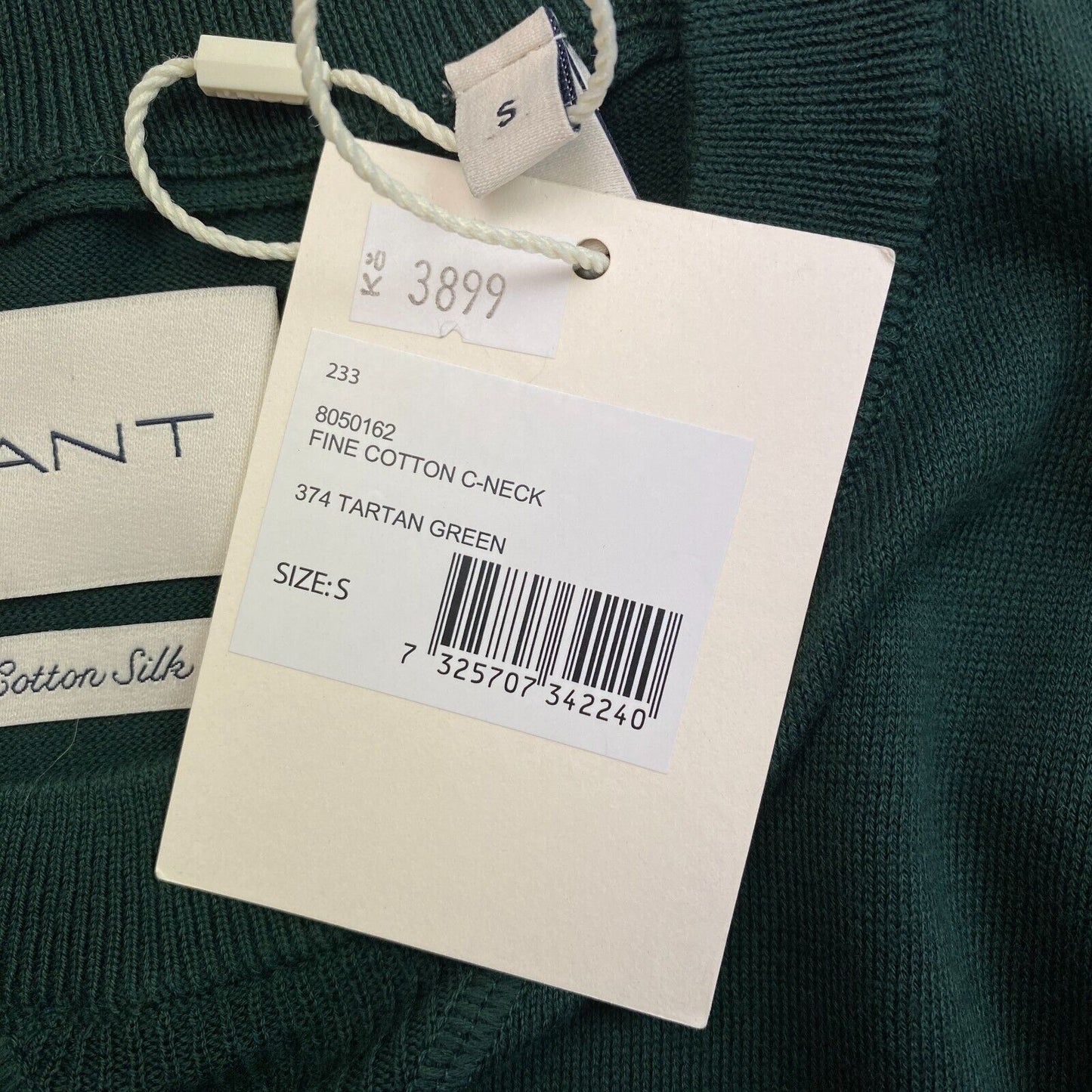 GANT Dark Green Cotton Silk Crew Neck Sweater Jumper Size S