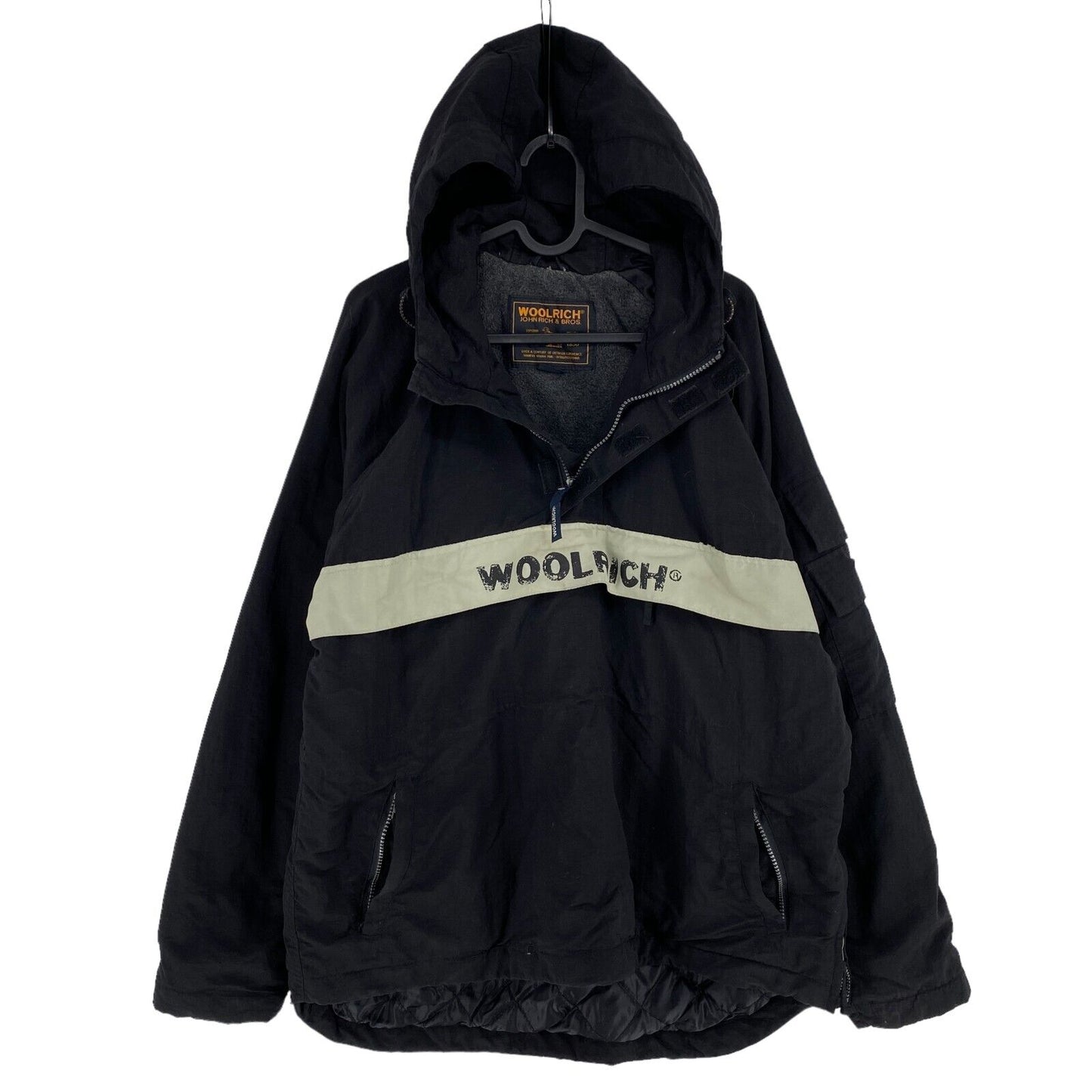 WOOLRICH Black Hooded Anorak Jacket Coat Size M