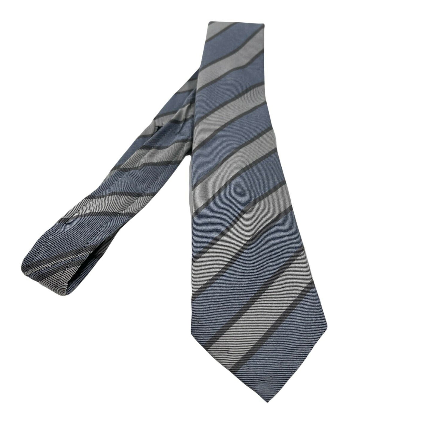 GANT Blue Grey Striped 100% Silk Tie Hand Sewn In Italy