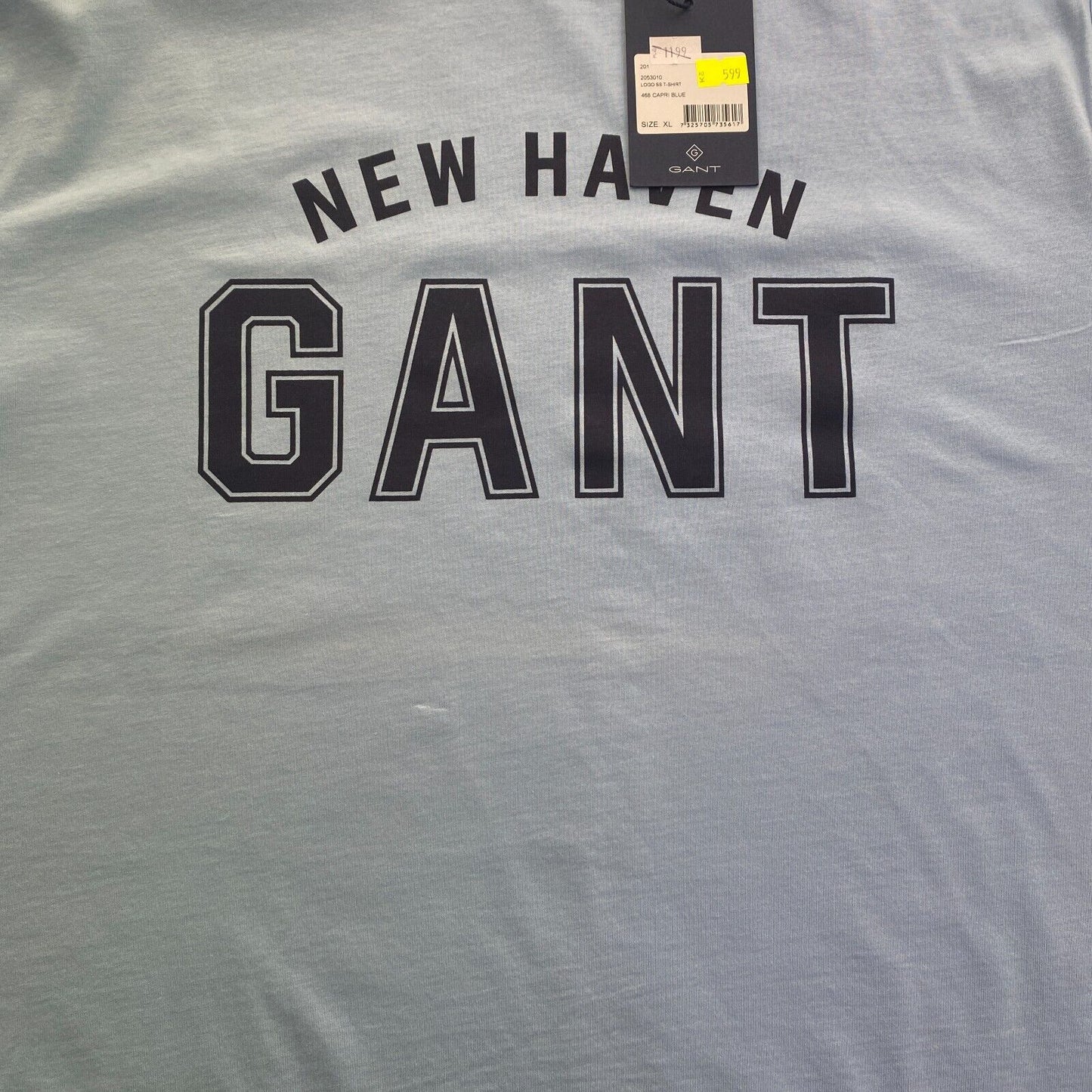 GANT Men Blue Logo Crew Neck Long Sleeves T Shirt Size XL