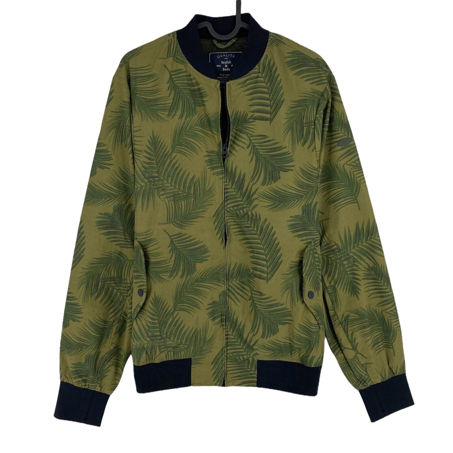 RRP €149 Scotch & Soda Dark Green Palm Leaf Print Bomber Jacket Size S M L XL