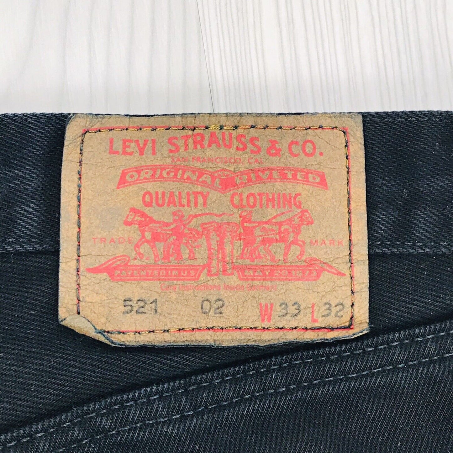 Vintage Levi's 521 02 Dark Grey Regular Straight Fit Jeans Size W33 L32