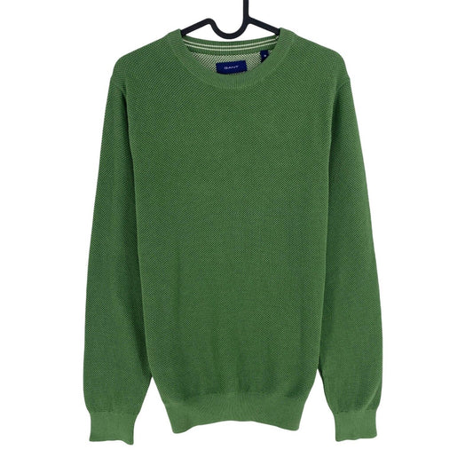 GANT Men Green Cotton Pique Crew Neck Sweater Jumper Size M