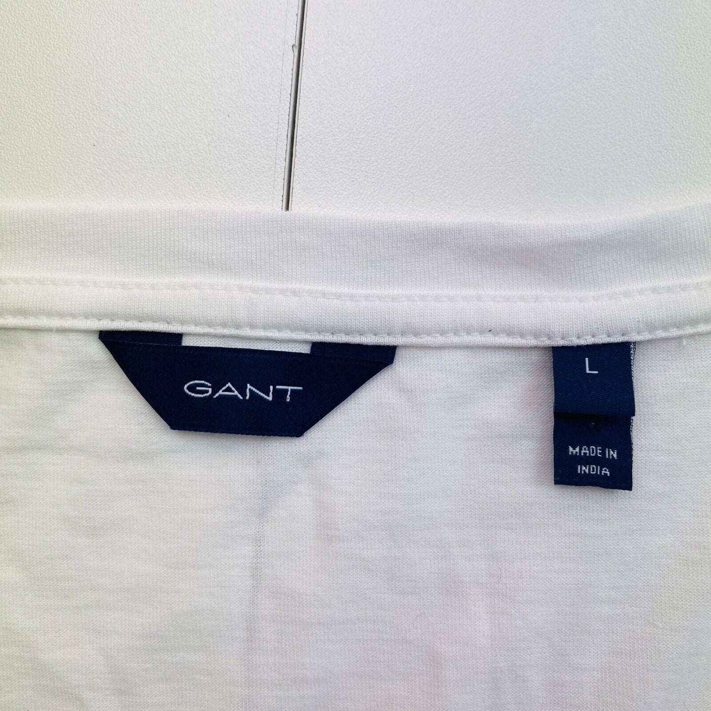 GANT Women White Original V Neck SS T Shirt Size L