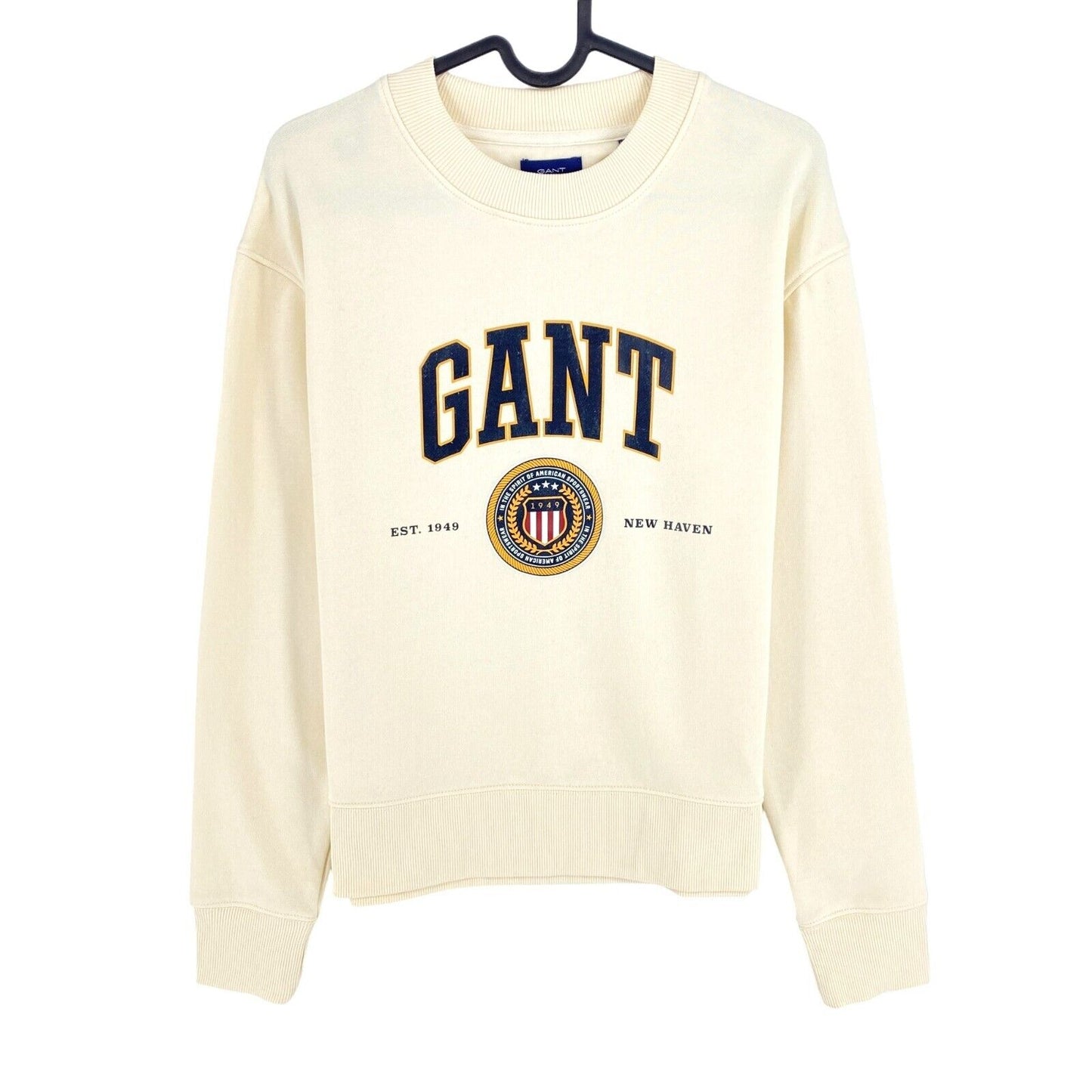 GANT Beige Crest Shield Crew Neck Sweater Jumper Size S