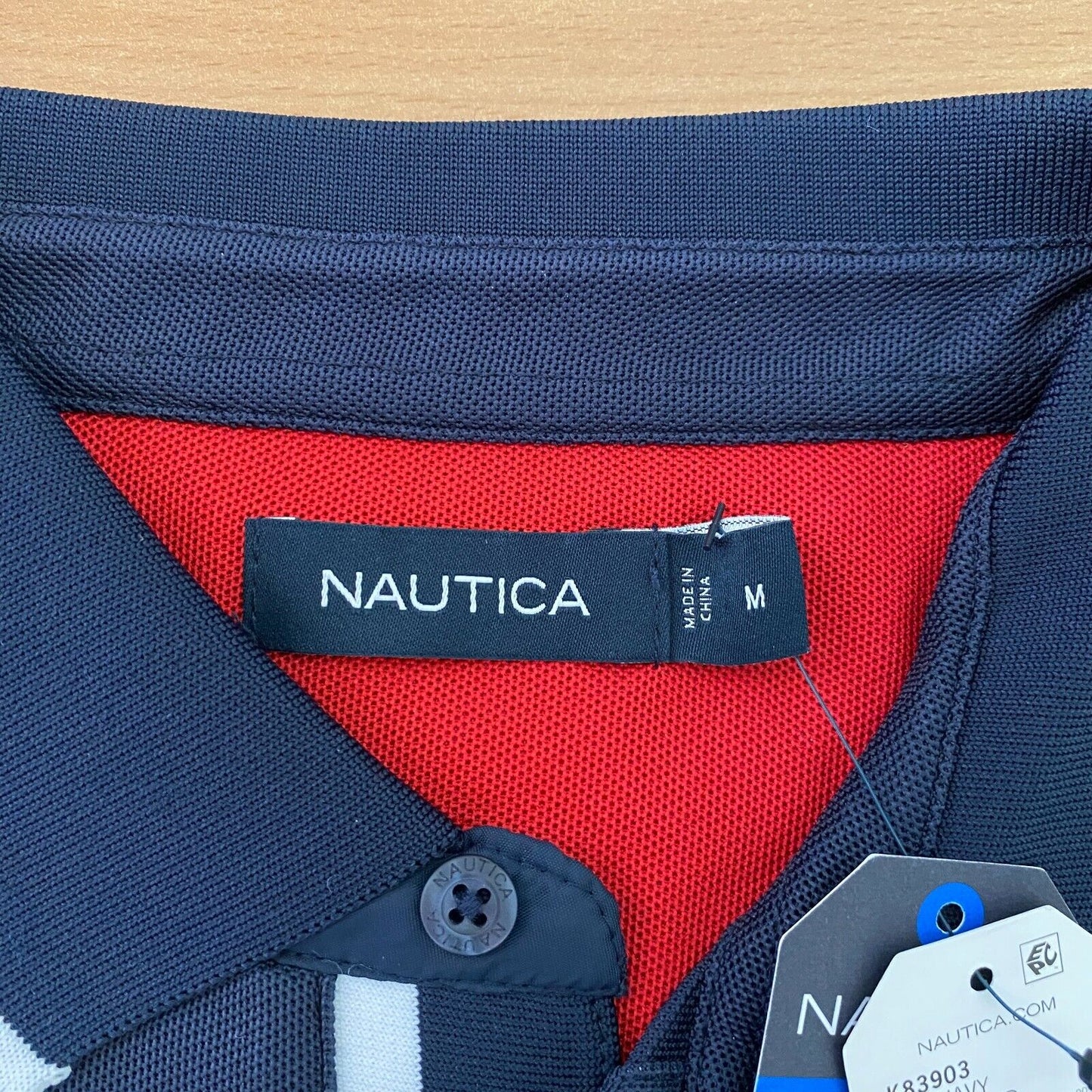 NAUTICA Polo-T-Shirt, Marineblau, gestreift, Größe M