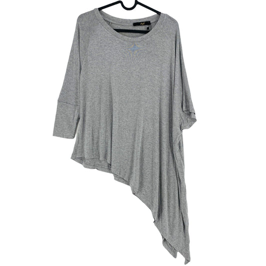 Bebe Plus Grey 100% Cotton Knit Round Neck Asymmetric Jumper Pullover Size S