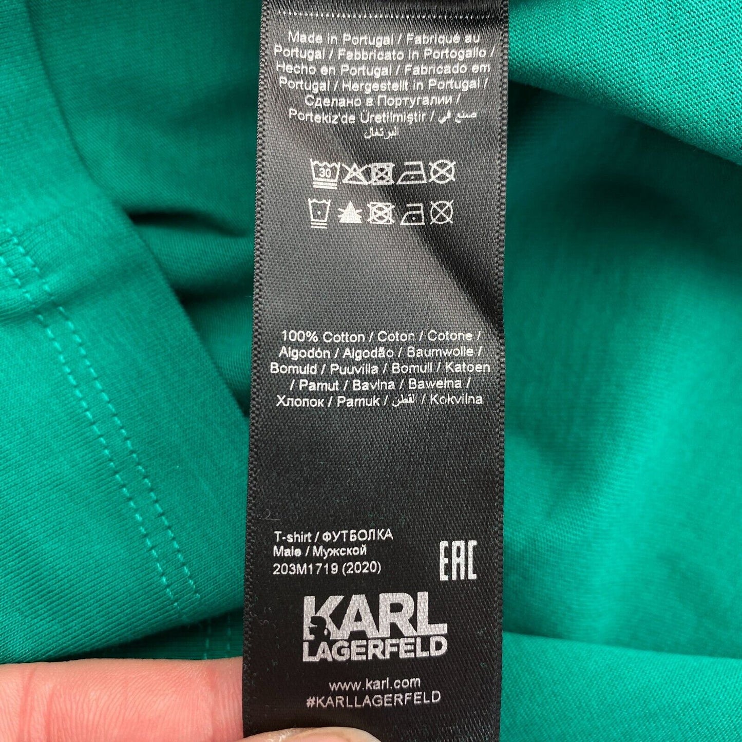 Karl Lagerfeld Vert Puffy Sleeve W Logo Top Taille S