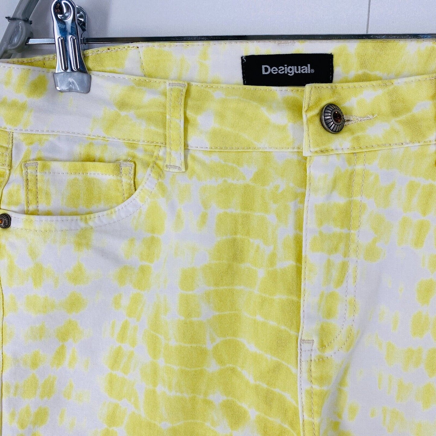 DESIGUAL Women Yellow Stretch Slim Fit Jeans EUR 40 UK 12 US 6 W30