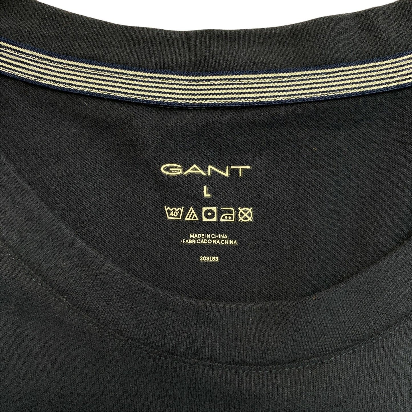 GANT Navy Blue Contrast Logo Long Sleeves Crew Neck T Shirt Size L