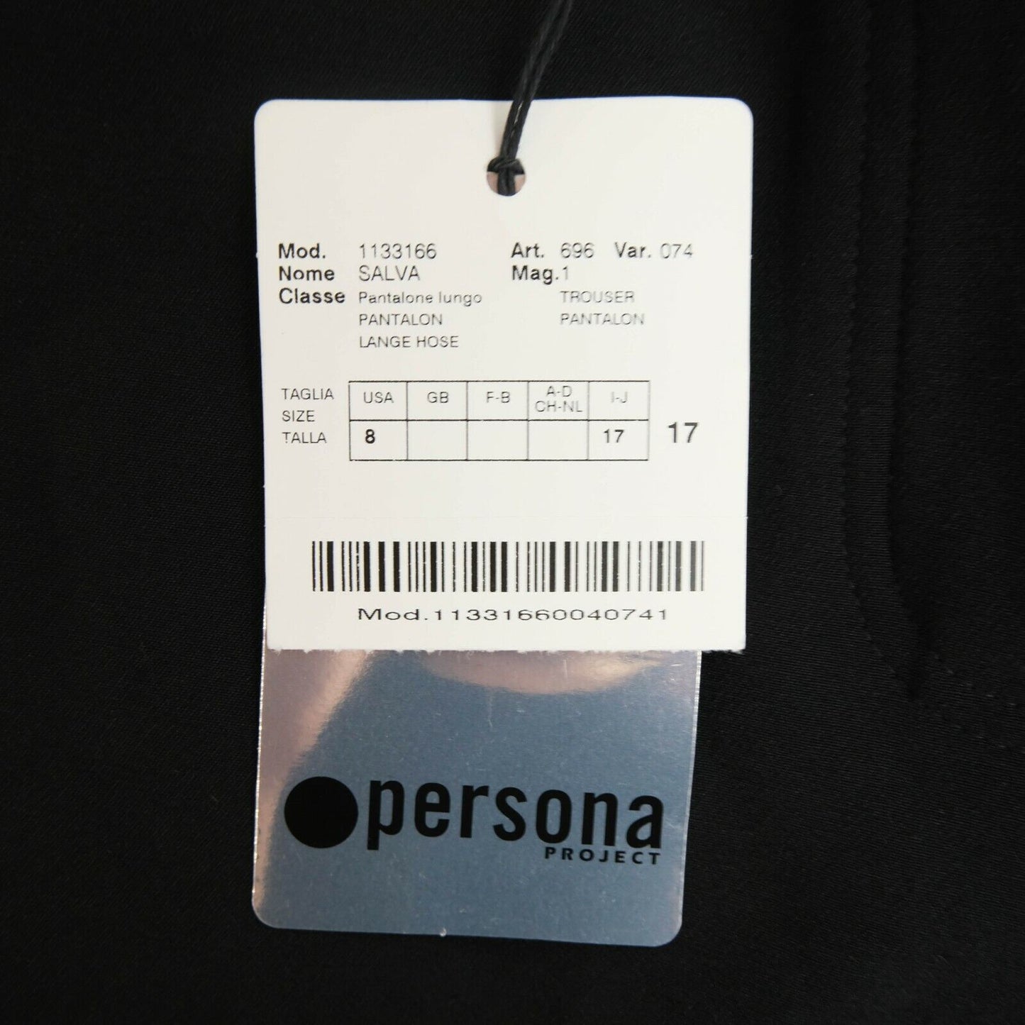 PERSONA Black Pants Trousers Size EU 38 UK 10 US 8