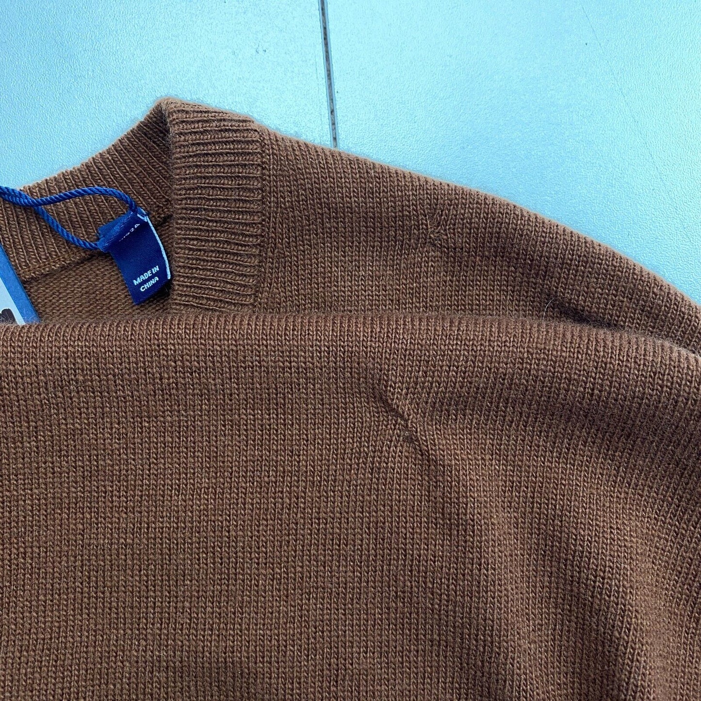 GANT Men Brown 100% Wool V Neck Sweater Pullover Size M