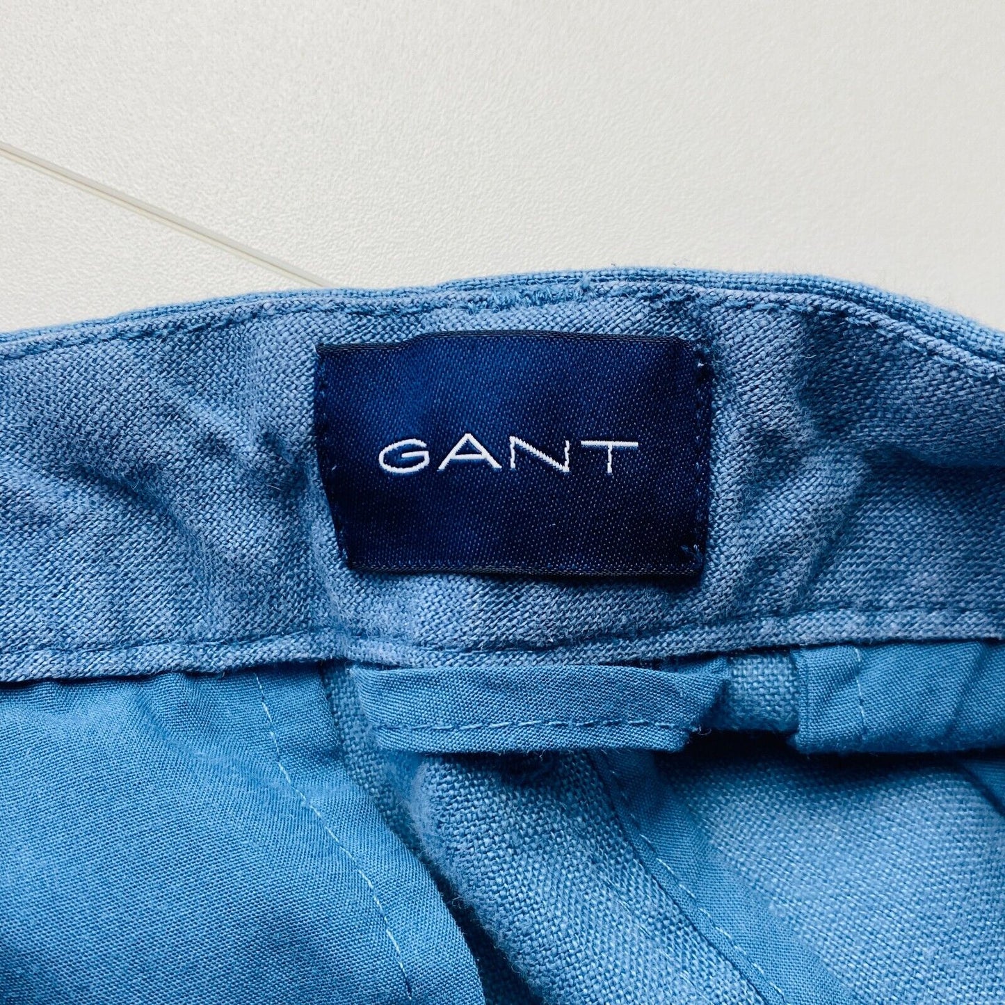 GANT Blue Relaxed Fit Sun Faded Linen Shorts Size M