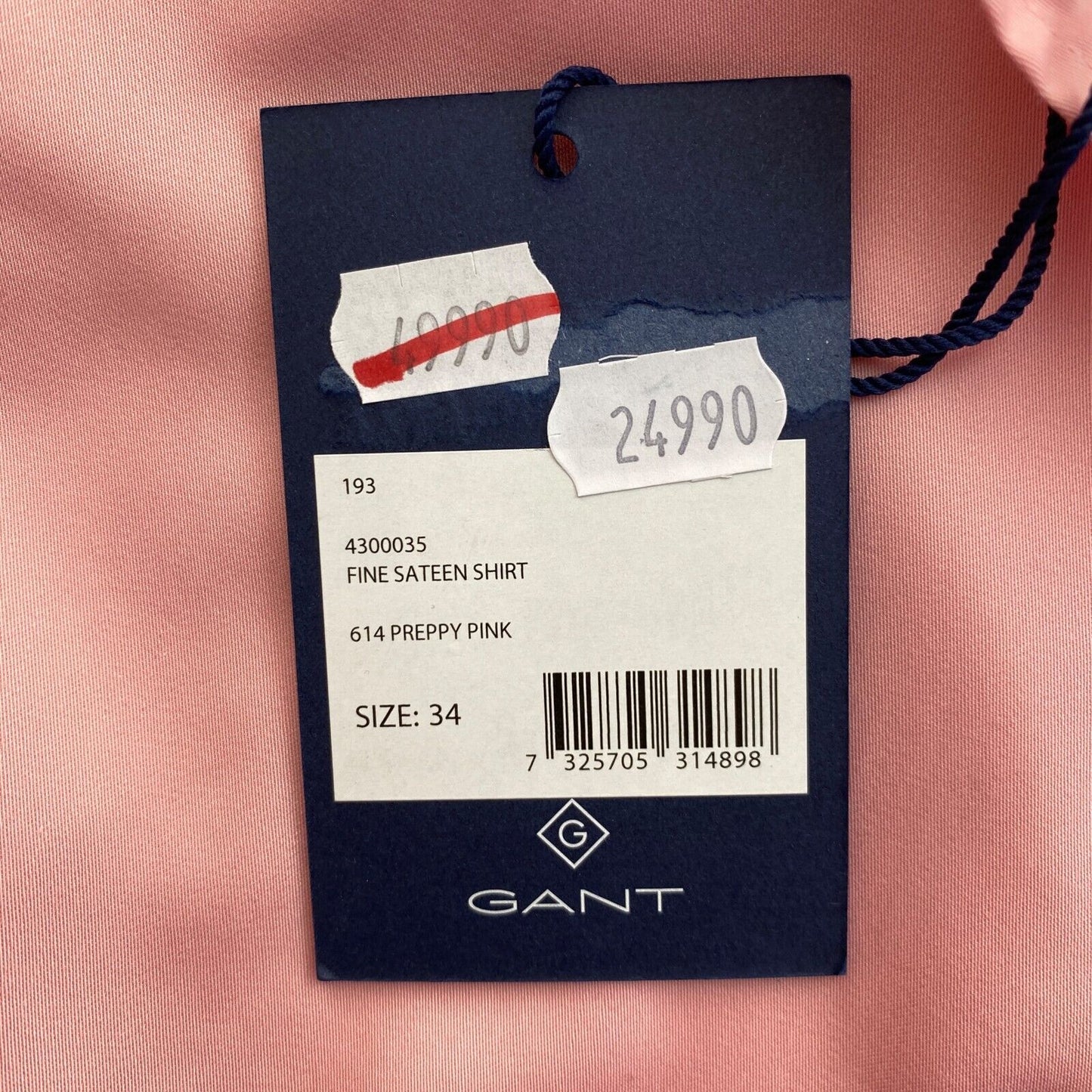 GANT Rosa Feinsatin Hemd Größe EU 34 UK 8 US 4