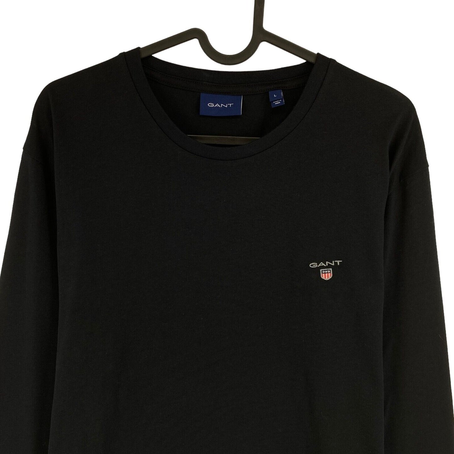 GANT Black Original Crew Neck Long Sleeves T Shirt Size L